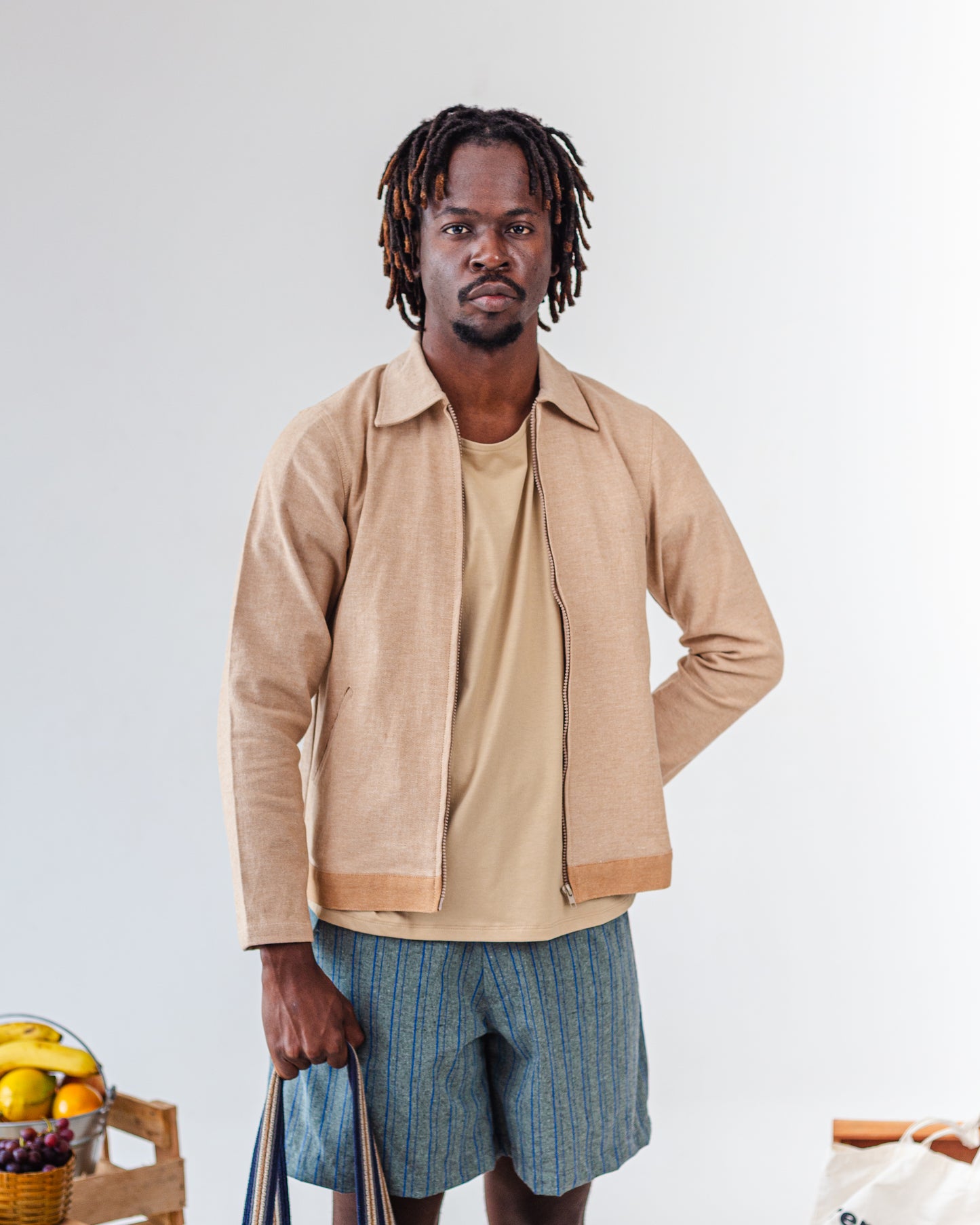 Short Alfaiataria Marinho + Verde ''VERDIANA''