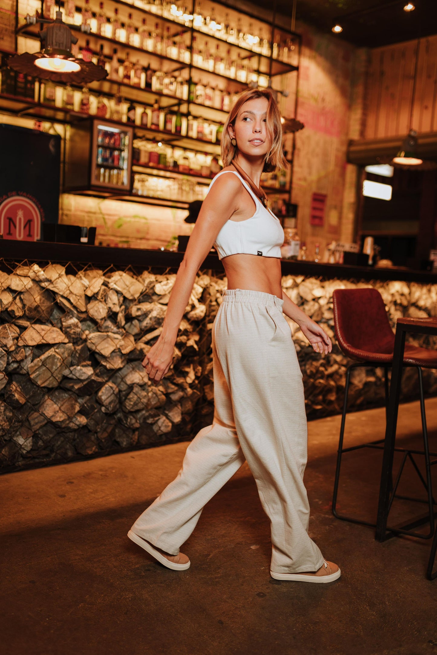 Calça de Elástico Off White ''Fios''