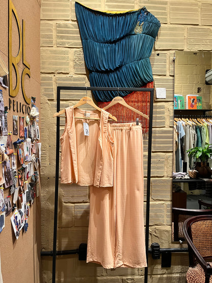 Calça em Viscose Leazing ''Bronze Dourado''