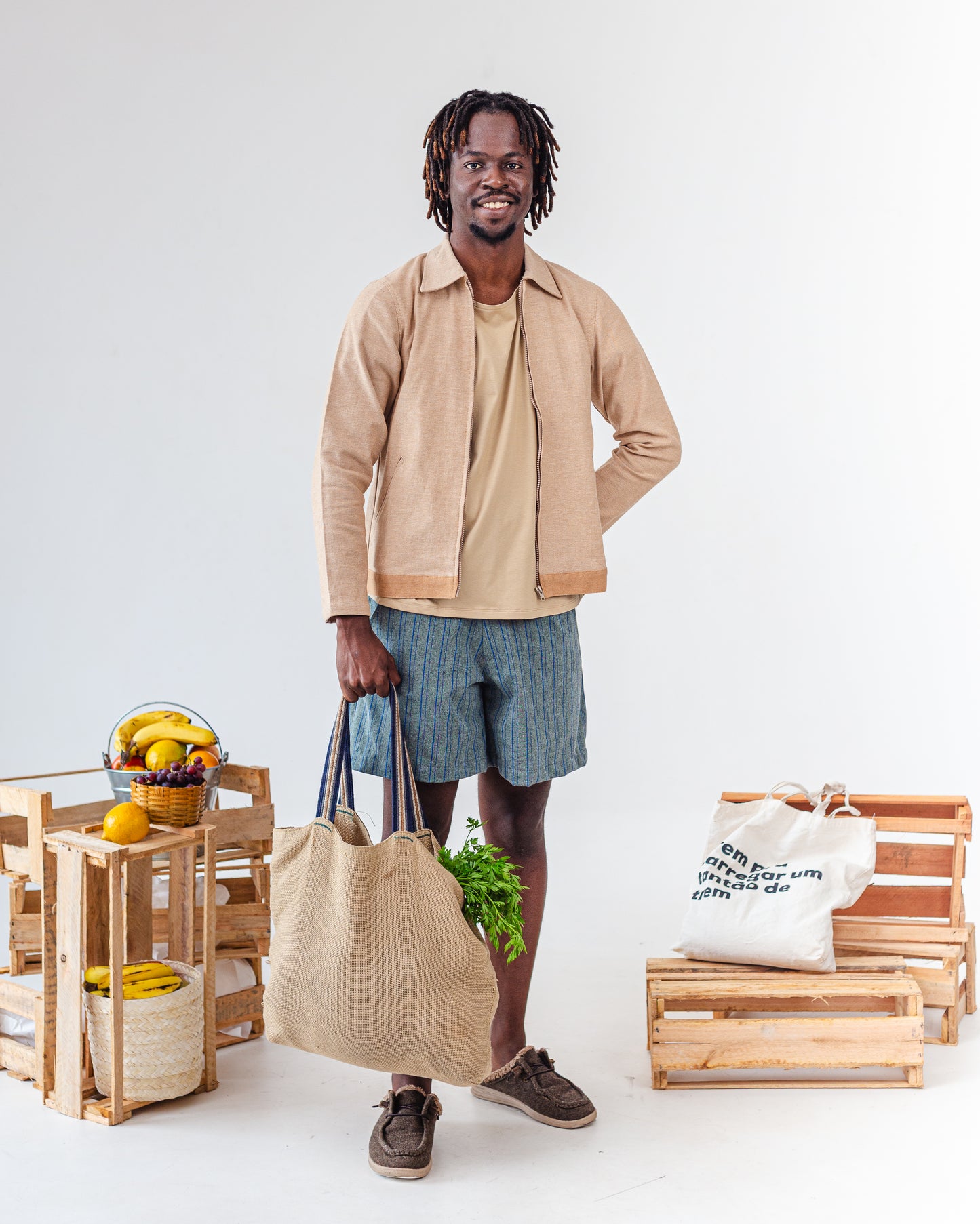 Short Alfaiataria Marinho + Verde ''VERDIANA''