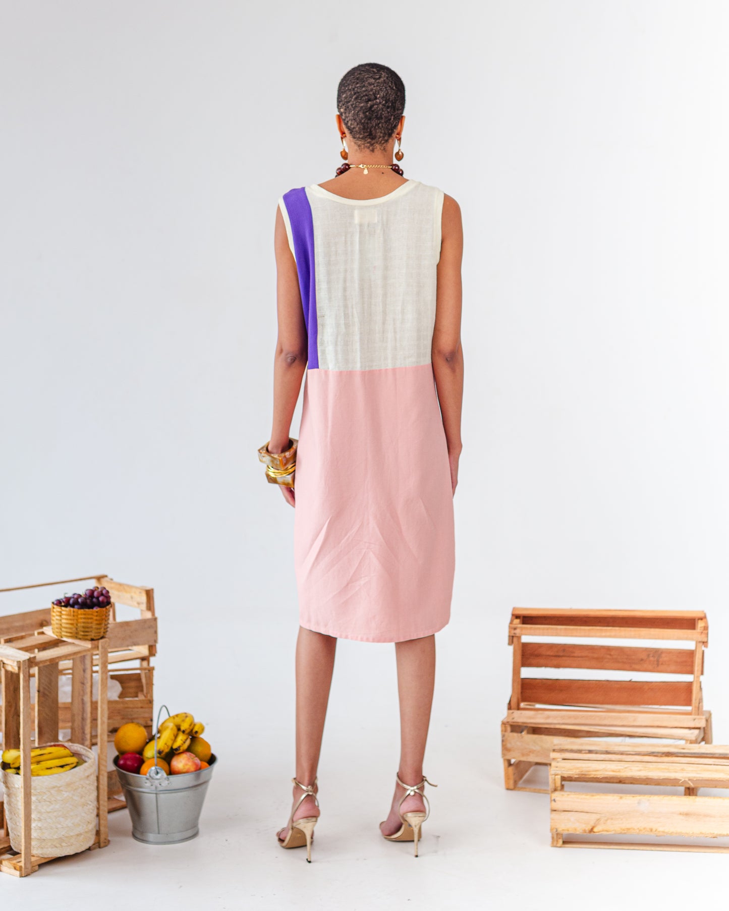 Vestido de Retalho Sem Manga ''A Roxa e a Rosa''