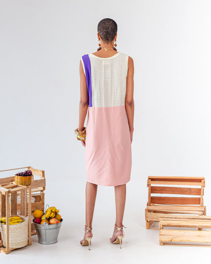 Vestido de Retalho Sem Manga ''A Roxa e a Rosa''