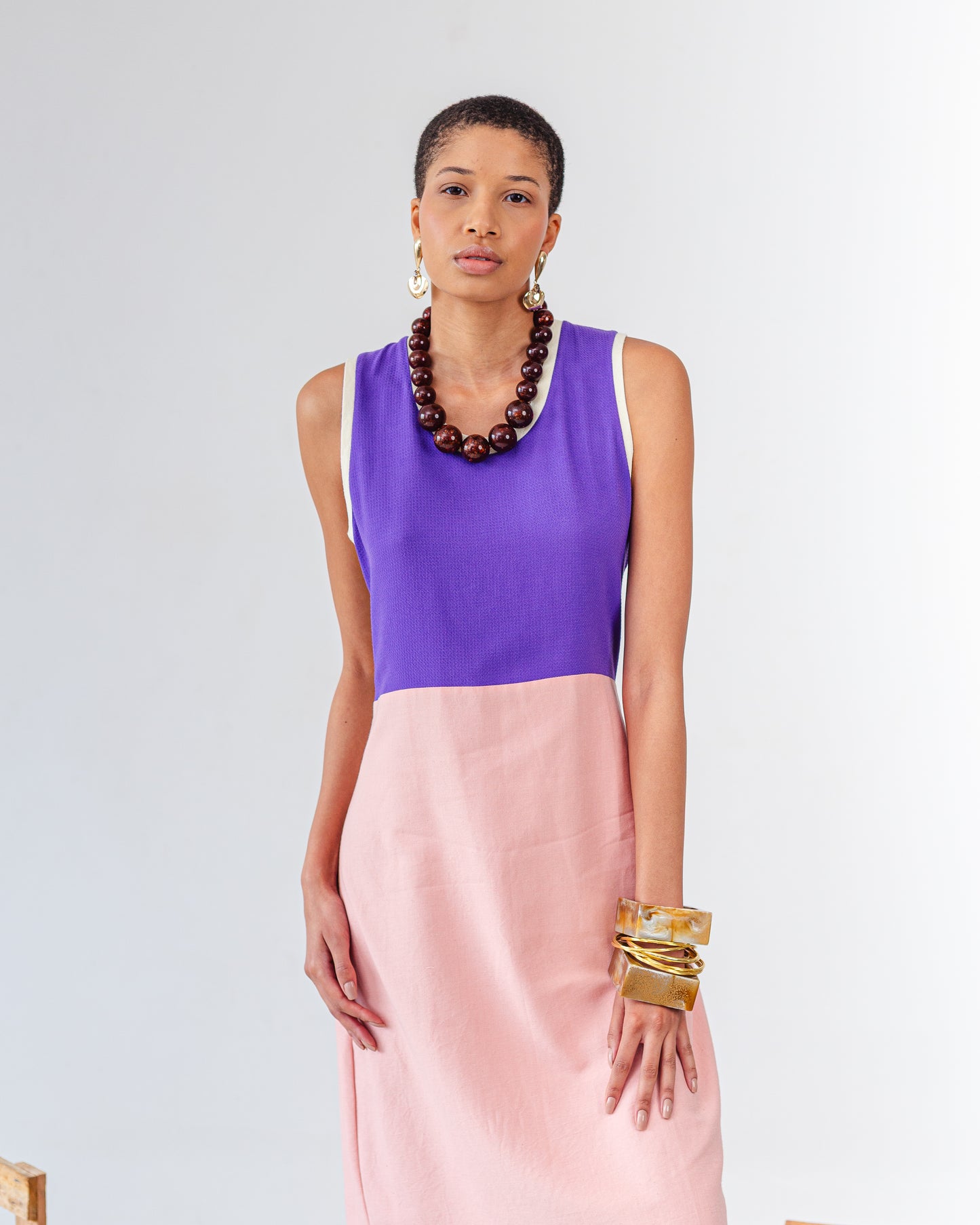 Vestido de Retalho Sem Manga ''A Roxa e a Rosa''