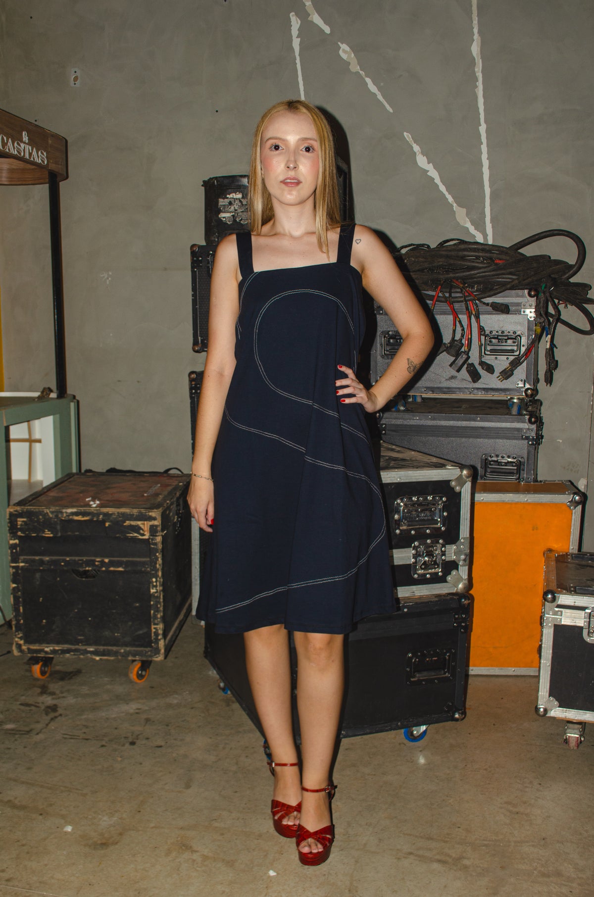 Vestido de alça em malha 100% algodão orgânico ''Ondas''