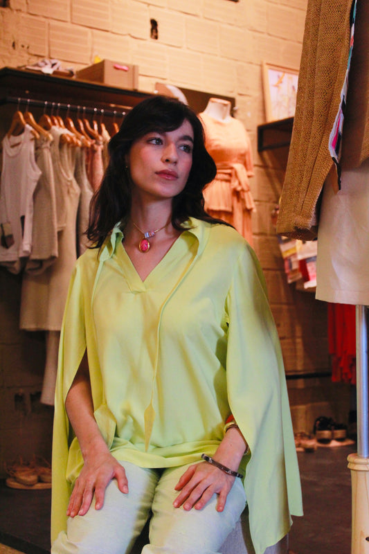 Bata em viscose ecovero leazing ''Verde Folha''