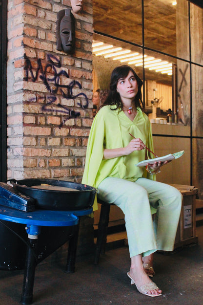 Bata em viscose ecovero leazing ''Verde Folha''