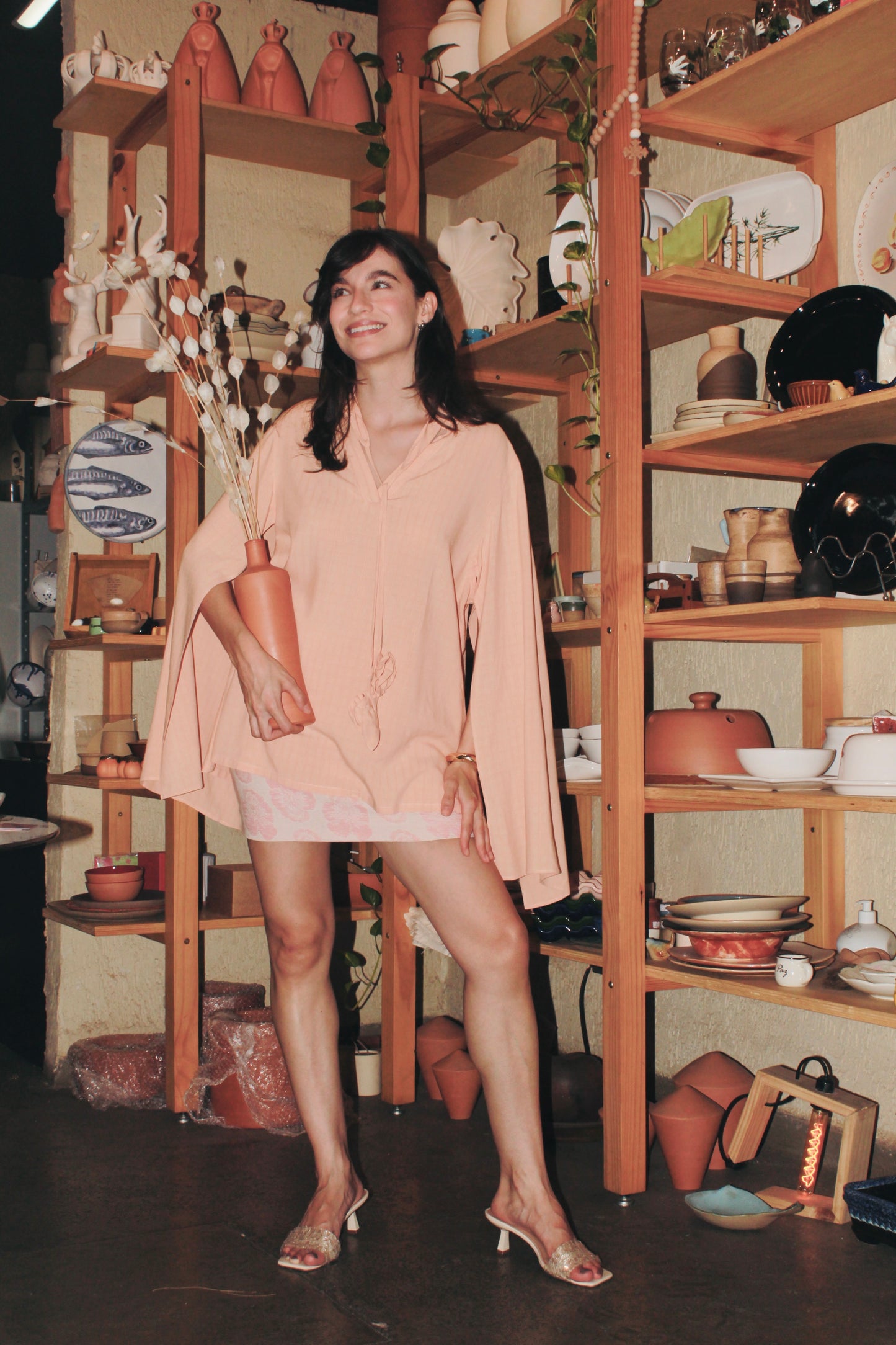 Bata em viscose ecovero leazing ''Folha e flor''