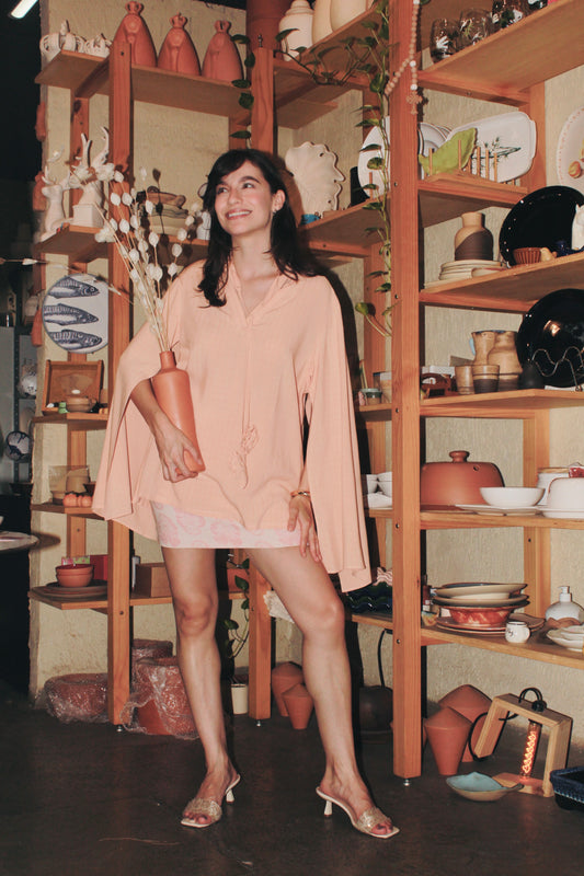 Bata em viscose ecovero leazing ''Folha e flor''