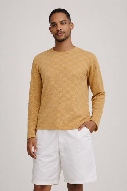 Blusa gola redonda de tricô ''Terra Arada''
